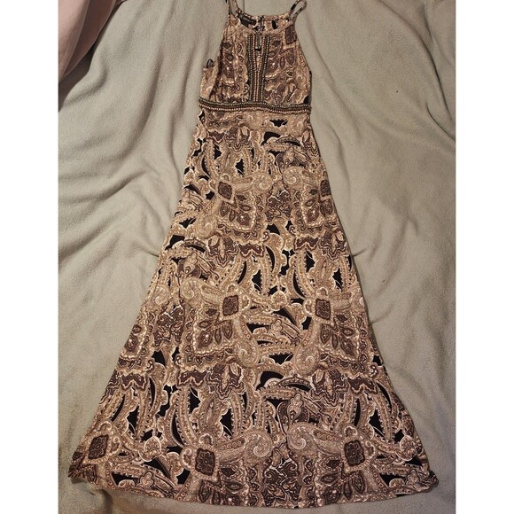 INC International Concepts Small Brown/Black Maxi Dress Paisley Sleeveless - Picture 1 of 10
